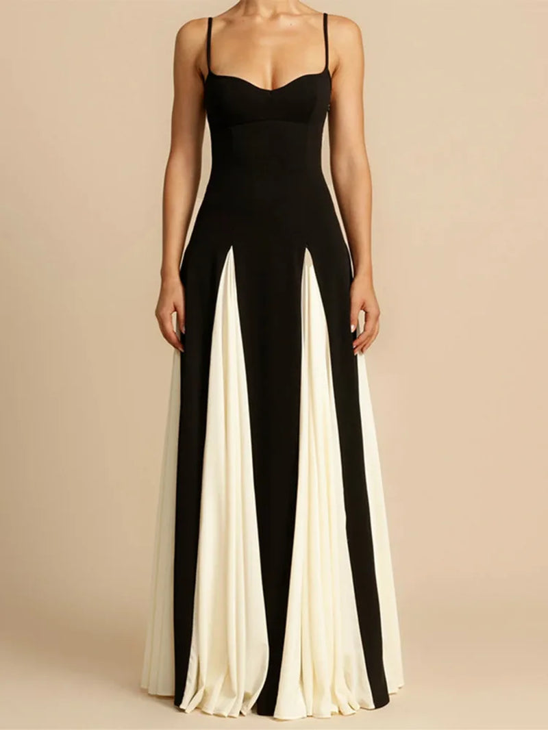 Stunning Backless Spaghetti Strap Maxi Dress - Elegant Striped Evening Wear for Women