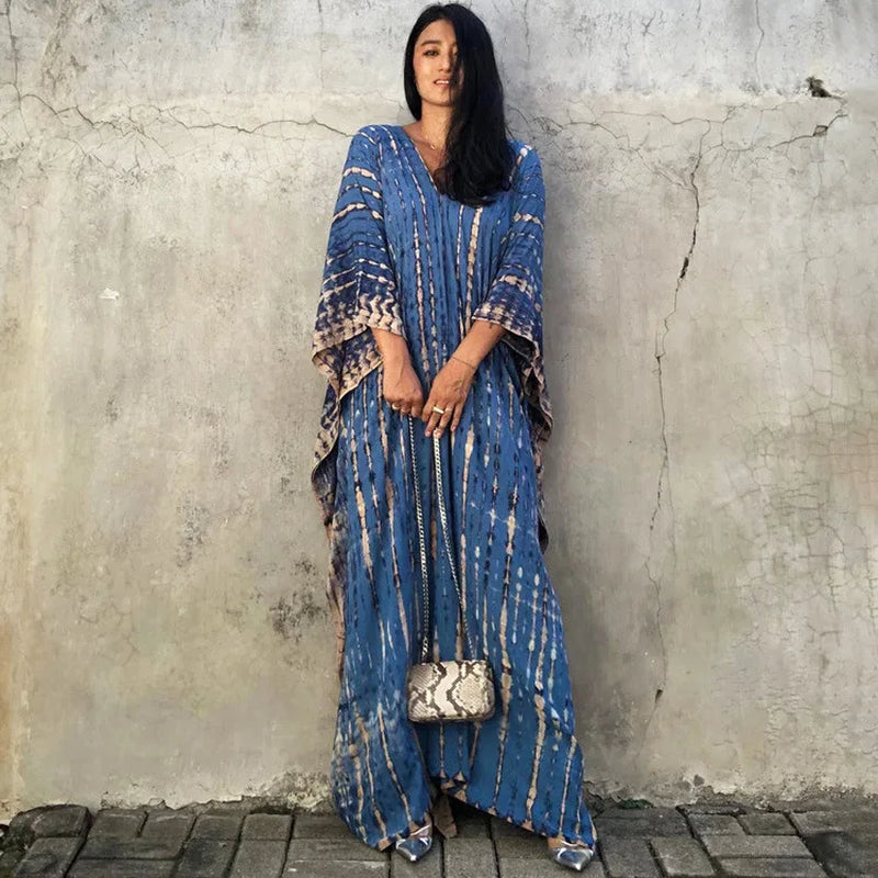 Elevate Your Beach Look with Our Stylish Women's Plus Size Kaftan Dress - Perfect Half Sleeve Cover Up for Summer 2024