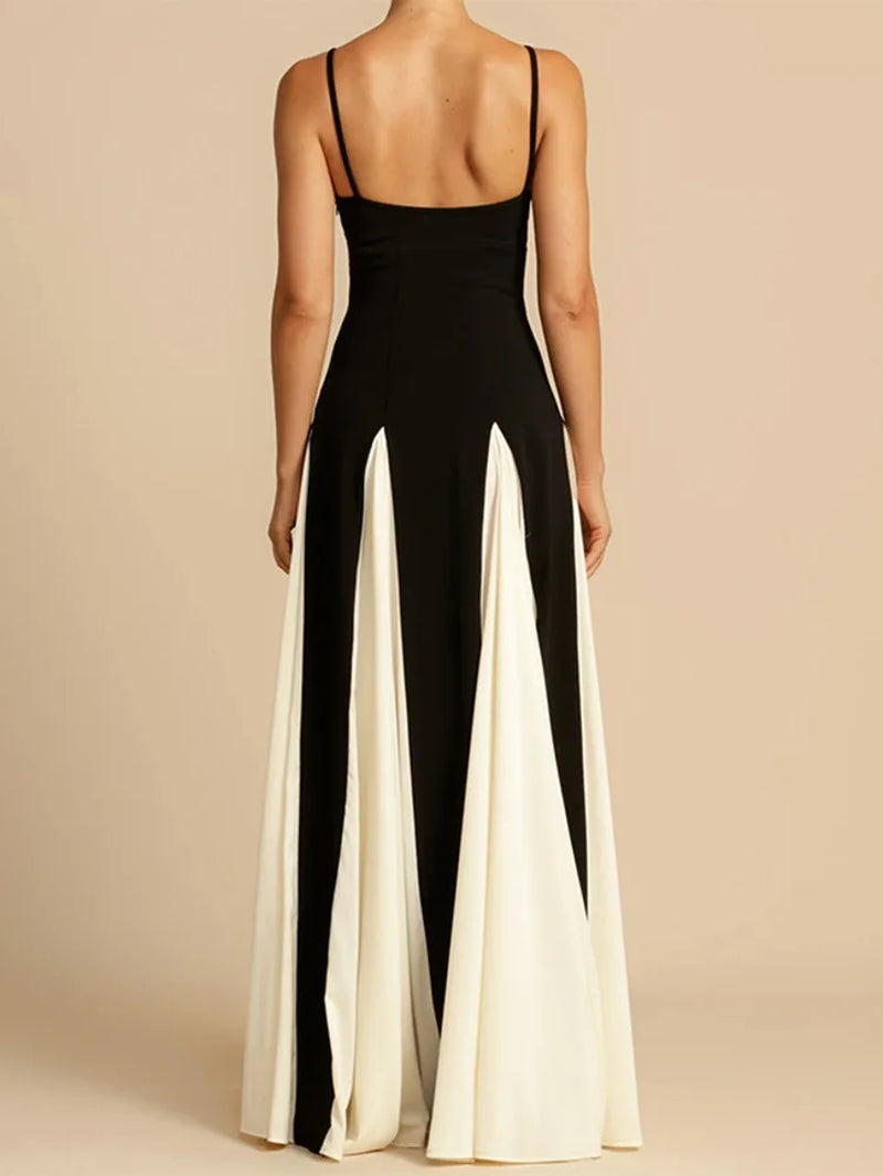 Stunning Backless Spaghetti Strap Maxi Dress - Elegant Striped Evening Wear for Women