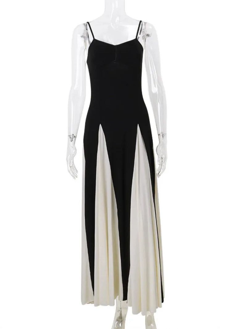 Stunning Backless Spaghetti Strap Maxi Dress - Elegant Striped Evening Wear for Women