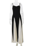 Stunning Backless Spaghetti Strap Maxi Dress - Elegant Striped Evening Wear for Women