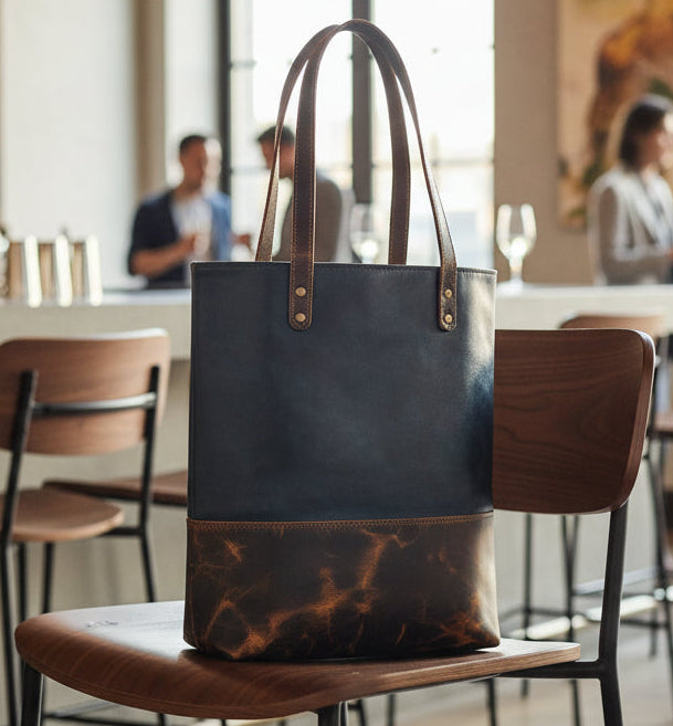 Blue Women's Leather Tote
