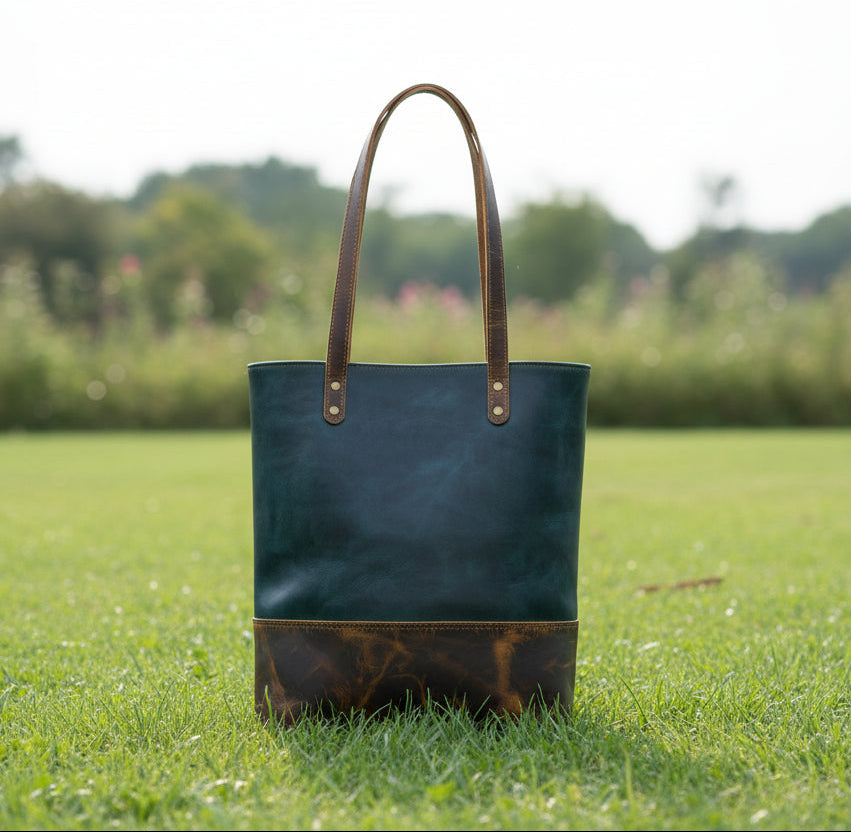 Blue Women's Leather Tote
