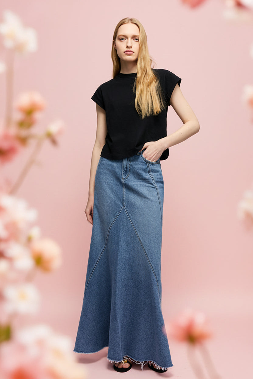 Ocean Wave Denim Skirt