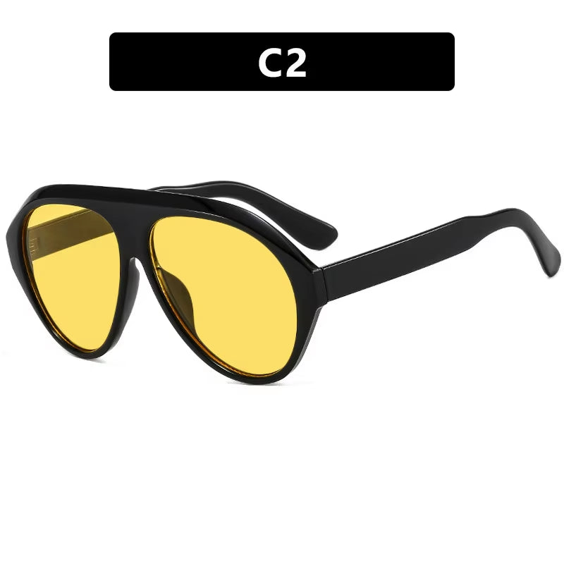 2025 New Trendy Goggles Glasses Big Face Women Sunglasses Women'S Sunscreen UV Protective Sunshade Concave Design