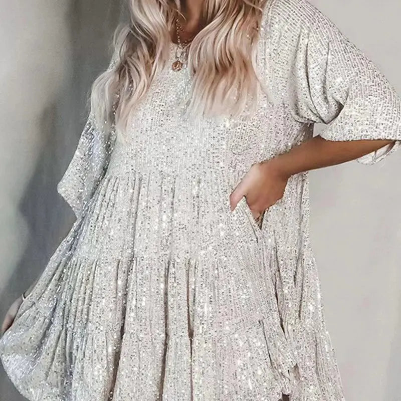 Elevate Your Summer Style with Our Elegant A-Line Sequin Dress for Women - Perfect for Parties and Casual Outings!