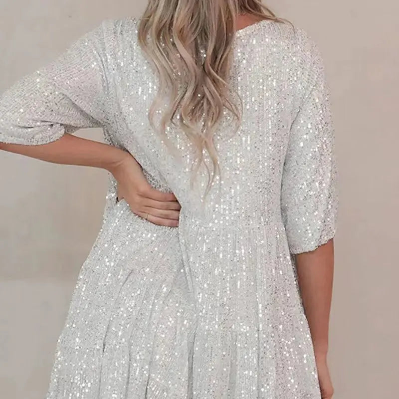 Elevate Your Summer Style with Our Elegant A-Line Sequin Dress for Women - Perfect for Parties and Casual Outings!