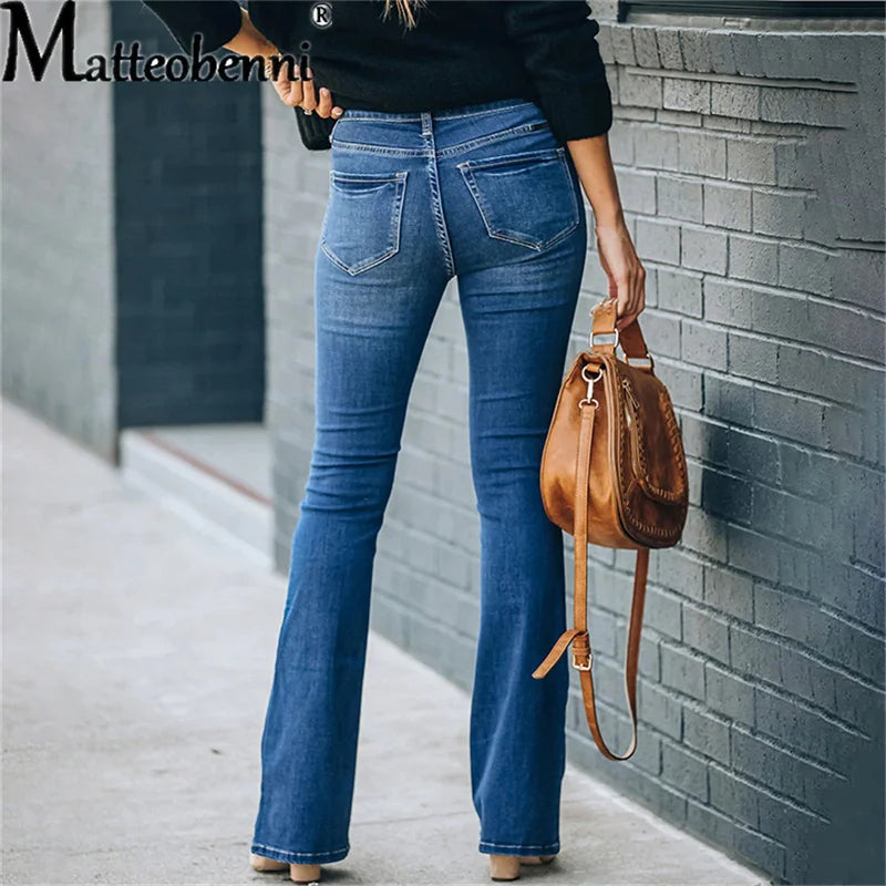 Elevate Your Style with Our 2023 Women's High Waist Flare Jeans – Vintage-Inspired Button Fly Denim for Effortless Casual Chic