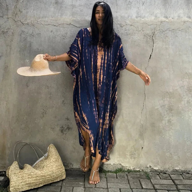Elevate Your Beach Look with Our Stylish Women's Plus Size Kaftan Dress - Perfect Half Sleeve Cover Up for Summer 2024