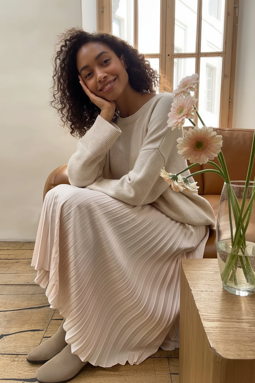 Elevate Your Wardrobe with Our Women's Pleated Midi Skirt - Chic Autumn A-Line Design in Timeless Solid Colors