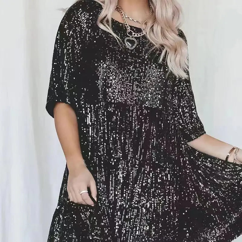 Elevate Your Summer Style with Our Elegant A-Line Sequin Dress for Women - Perfect for Parties and Casual Outings!
