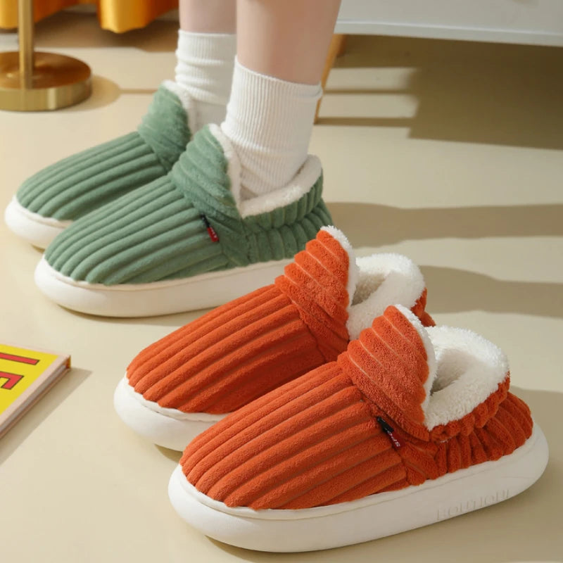 New Fur Slippers for Women Men Winter Furry Fashion Warm Ankles Plush Cozy Slides for Home Indoor Soft Sole Cotton Shoe