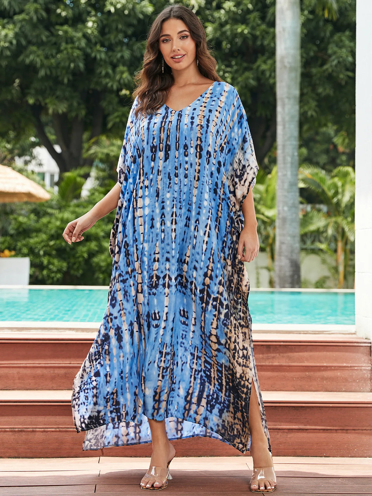 Elevate Your Beach Look with Our Stylish Women's Plus Size Kaftan Dress - Perfect Half Sleeve Cover Up for Summer 2024
