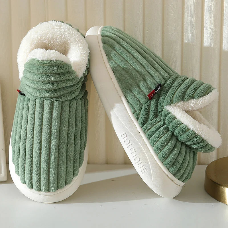 New Fur Slippers for Women Men Winter Furry Fashion Warm Ankles Plush Cozy Slides for Home Indoor Soft Sole Cotton Shoe