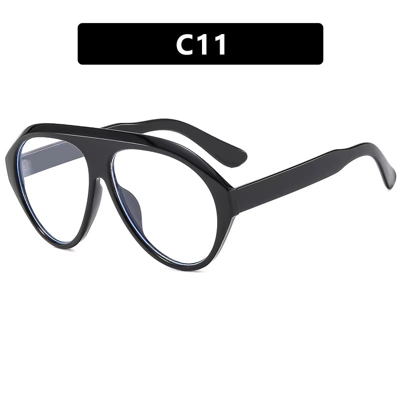 2025 New Trendy Goggles Glasses Big Face Women Sunglasses Women'S Sunscreen UV Protective Sunshade Concave Design