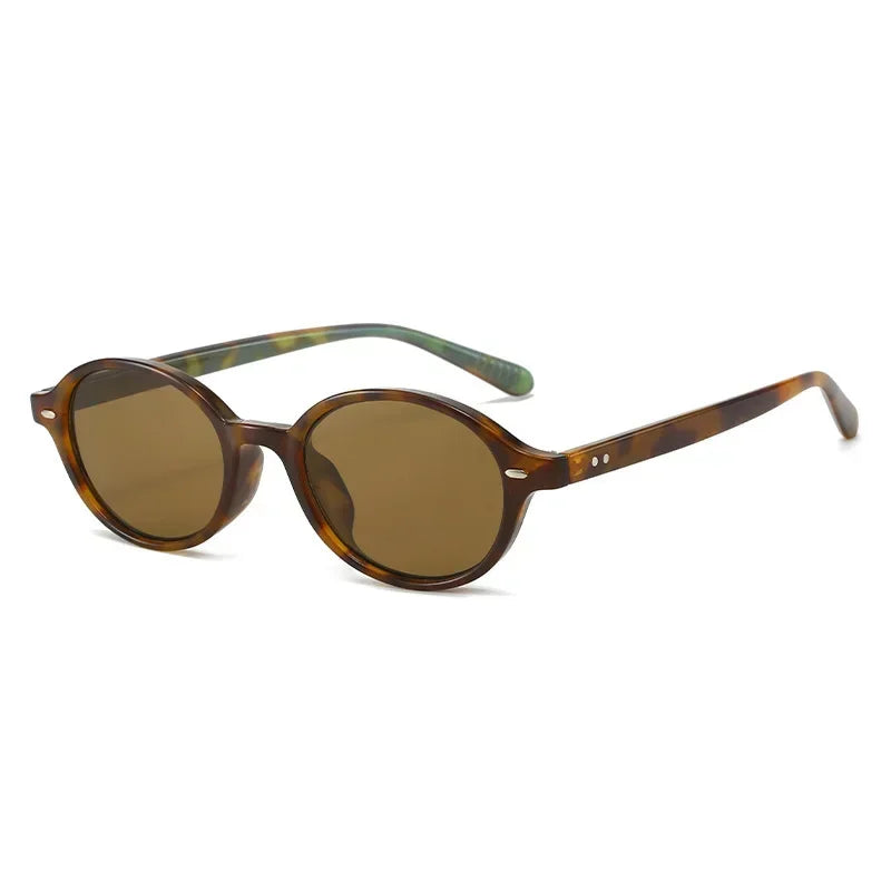 Retro Small Oval Sunglasses Women Men Rivets Shades Fashion Eyewear Luxury Sun Glasses UV400 Female