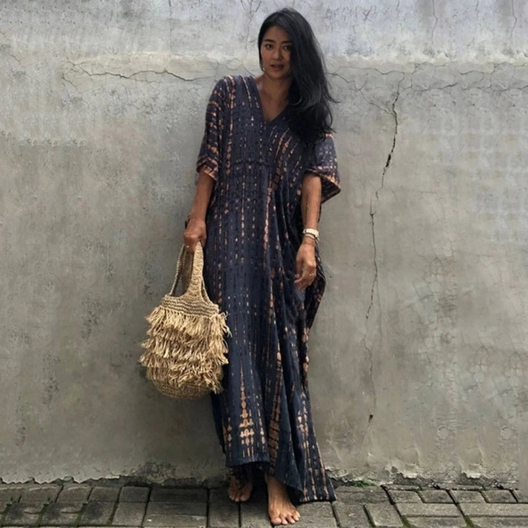 Elevate Your Beach Look with Our Stylish Women's Plus Size Kaftan Dress - Perfect Half Sleeve Cover Up for Summer 2024