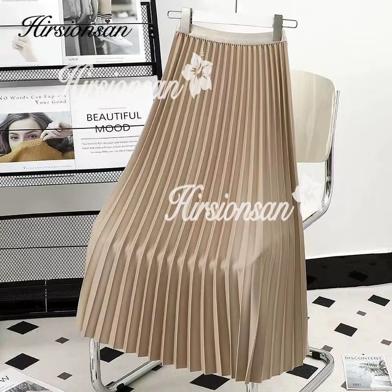 Elevate Your Wardrobe with Our Women's Pleated Midi Skirt - Chic Autumn A-Line Design in Timeless Solid Colors
