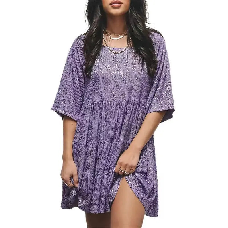 Elevate Your Summer Style with Our Elegant A-Line Sequin Dress for Women - Perfect for Parties and Casual Outings!