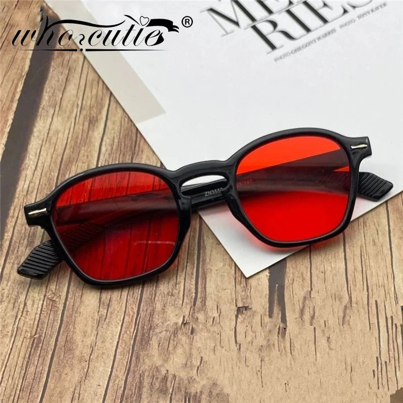 Fashion Square Sunglasses Women Luxury Yellow Red Sun Glasses Vintage Decor Rivets round Driver Men Shades Eyewear UV400 Ladies