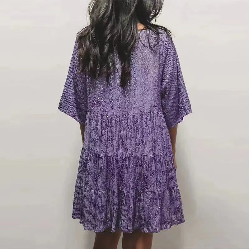 Elevate Your Summer Style with Our Elegant A-Line Sequin Dress for Women - Perfect for Parties and Casual Outings!