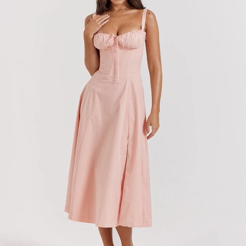 Elevate Your Summer Style with Our Bohemian Spaghetti Strap Midi Dress – Perfect for Beach Days and Vintage Vibes!