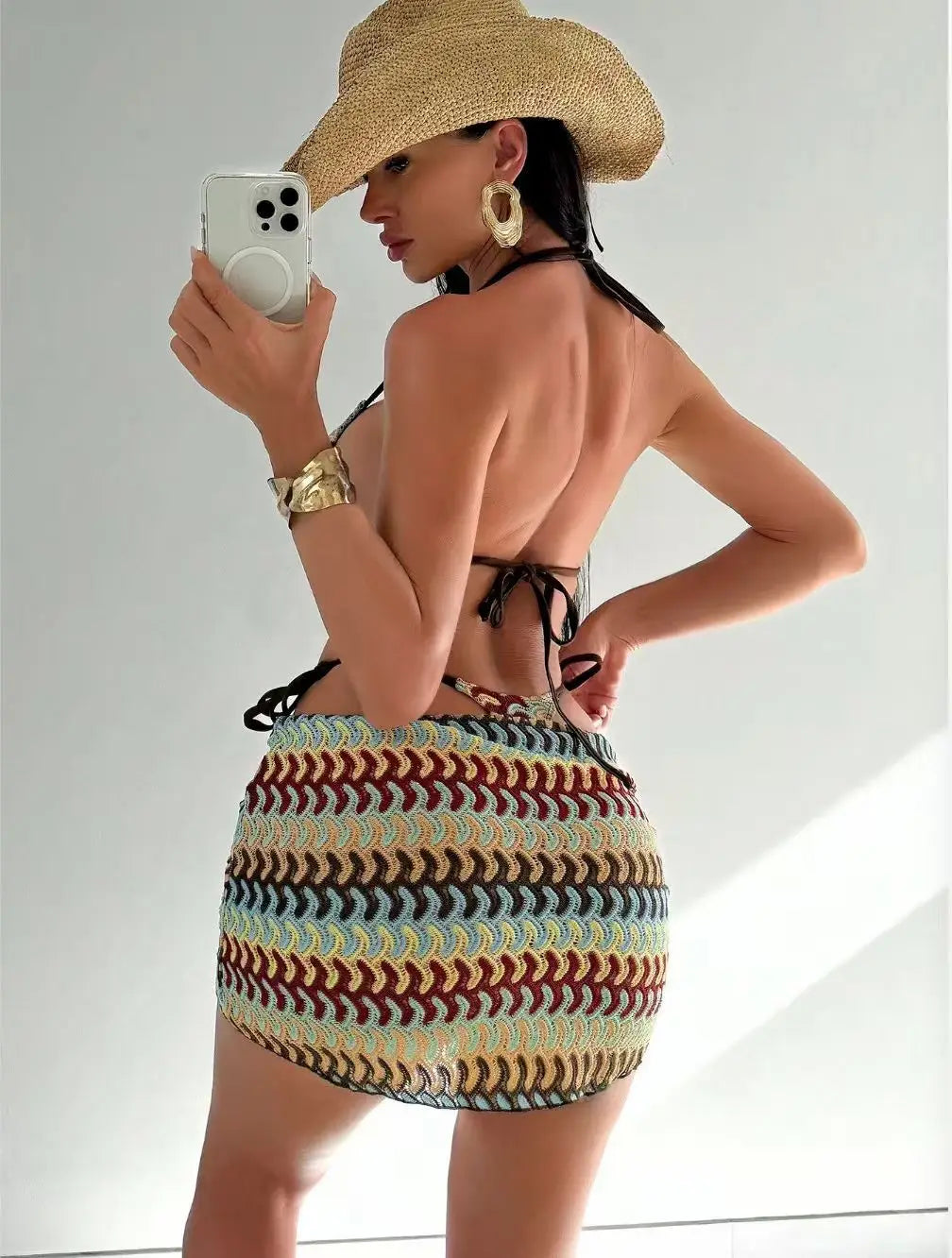 The "I Swam to the Boho and All I Got Was This Funky Bikini" Three-Piece Beach Party Ensemble