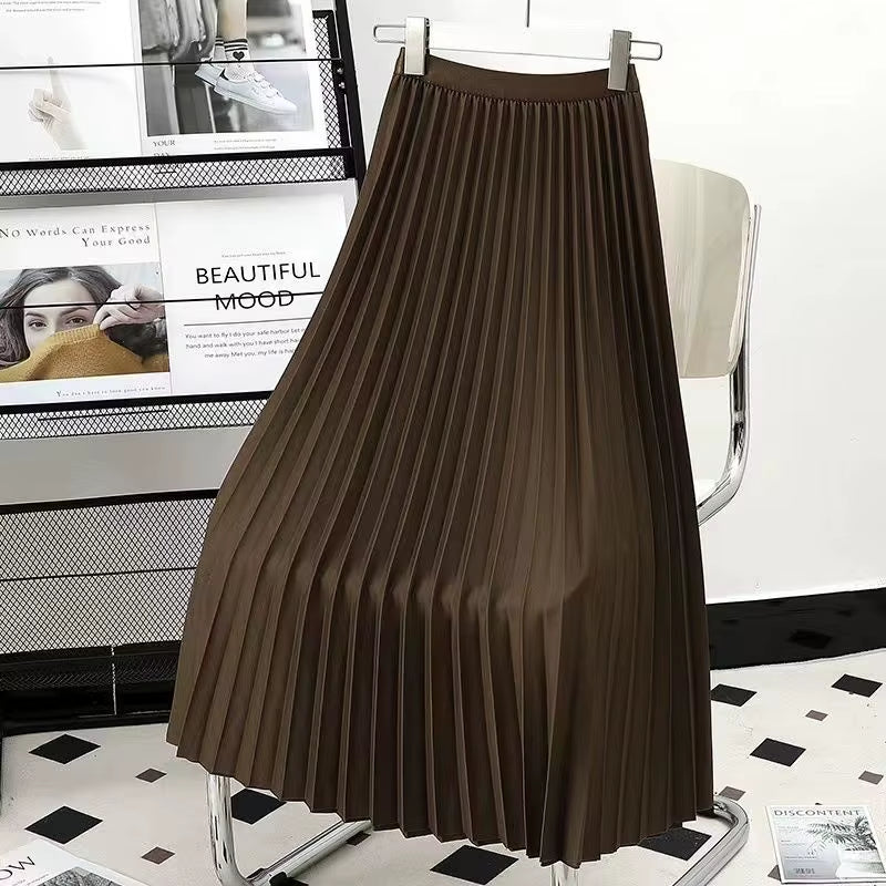 Elevate Your Wardrobe with Our Women's Pleated Midi Skirt - Chic Autumn A-Line Design in Timeless Solid Colors