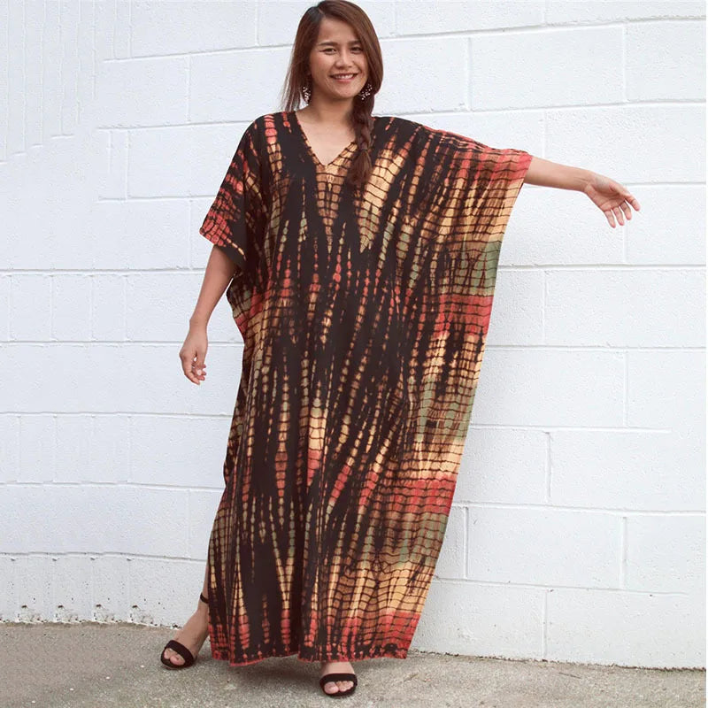 Elevate Your Beach Look with Our Stylish Women's Plus Size Kaftan Dress - Perfect Half Sleeve Cover Up for Summer 2024