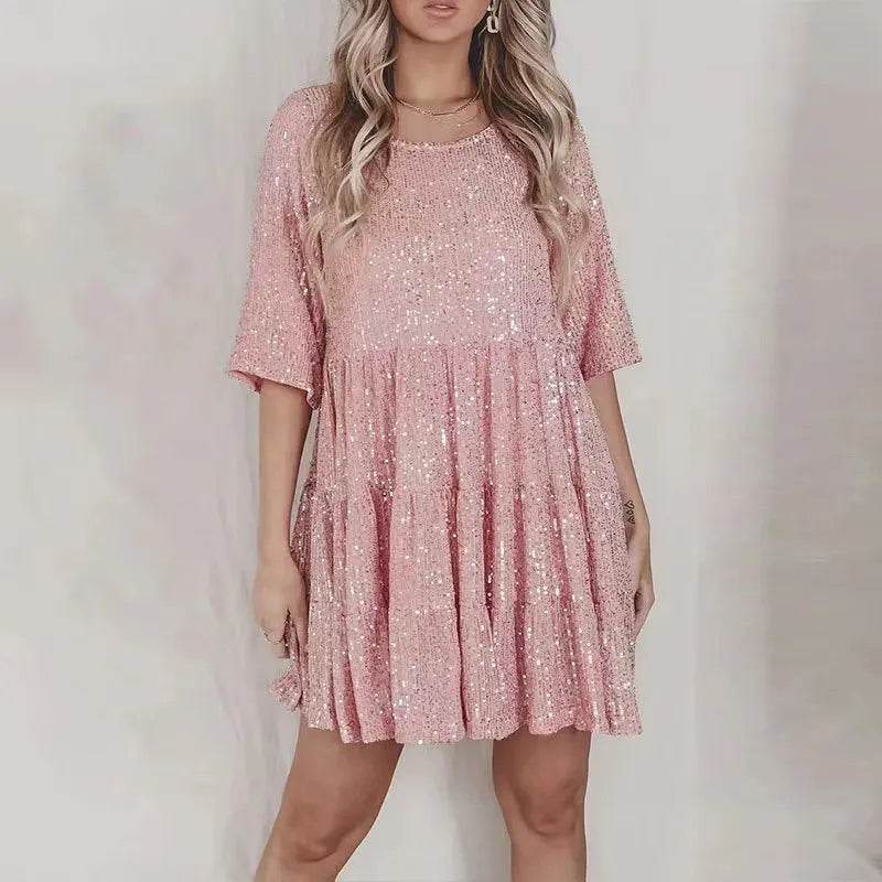 Elevate Your Summer Style with Our Elegant A-Line Sequin Dress for Women - Perfect for Parties and Casual Outings!