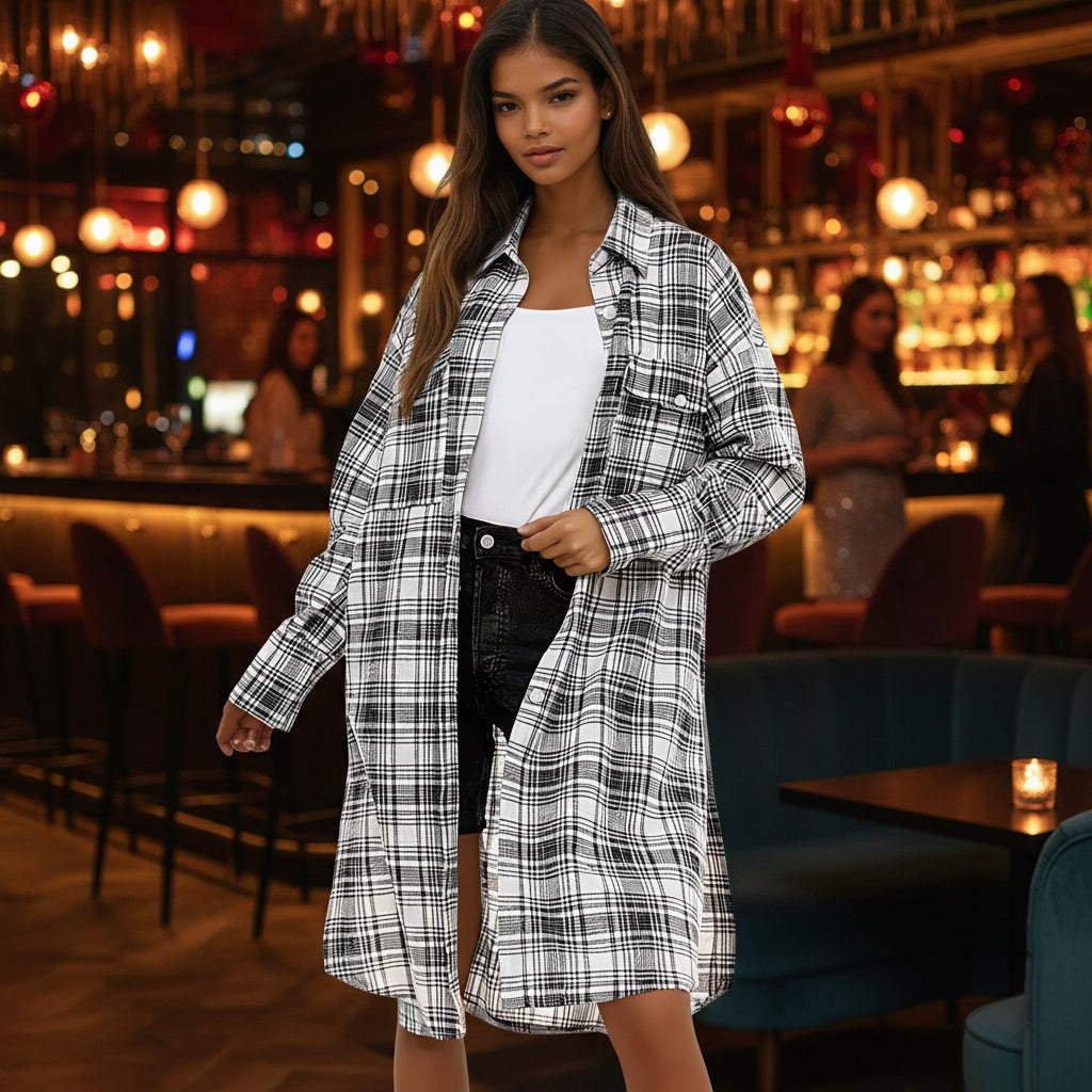 Oversized Long Plaid Shacket