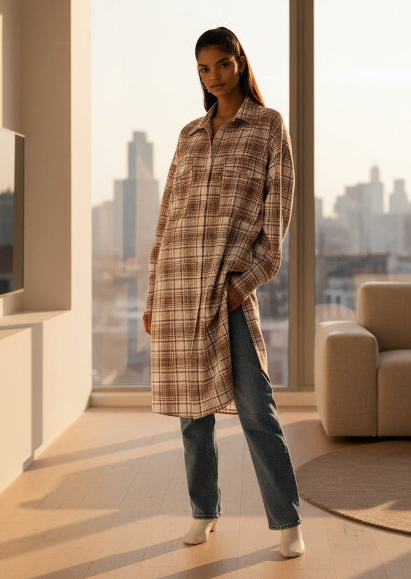 Oversized Long Plaid Shacket