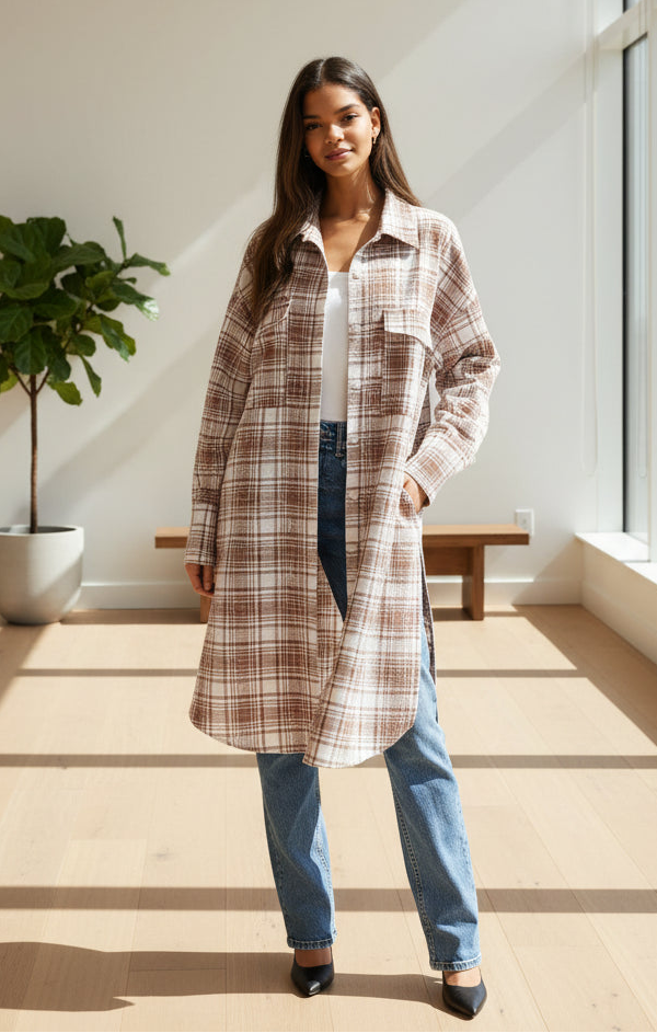 Oversized Long Plaid Shacket