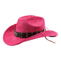 Felt Cowgirl Hat with Belt Stylish Western Hat Casual Jazz Caps for Outdoor Party Club