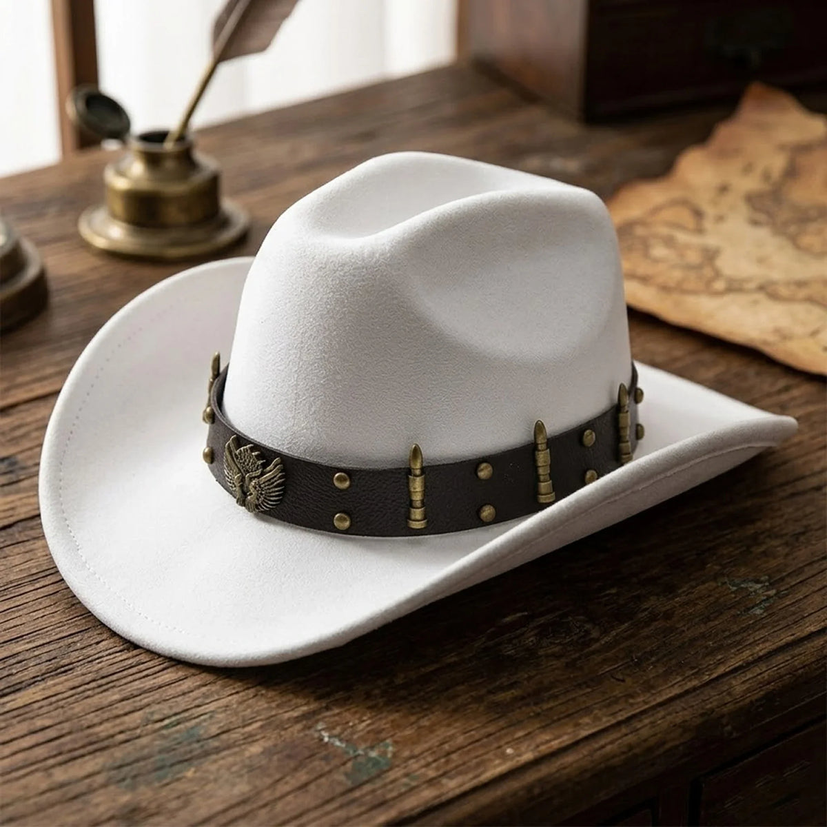 Felt Cowgirl Hat with Belt Stylish Western Hat Casual Jazz Caps for Outdoor Party Club