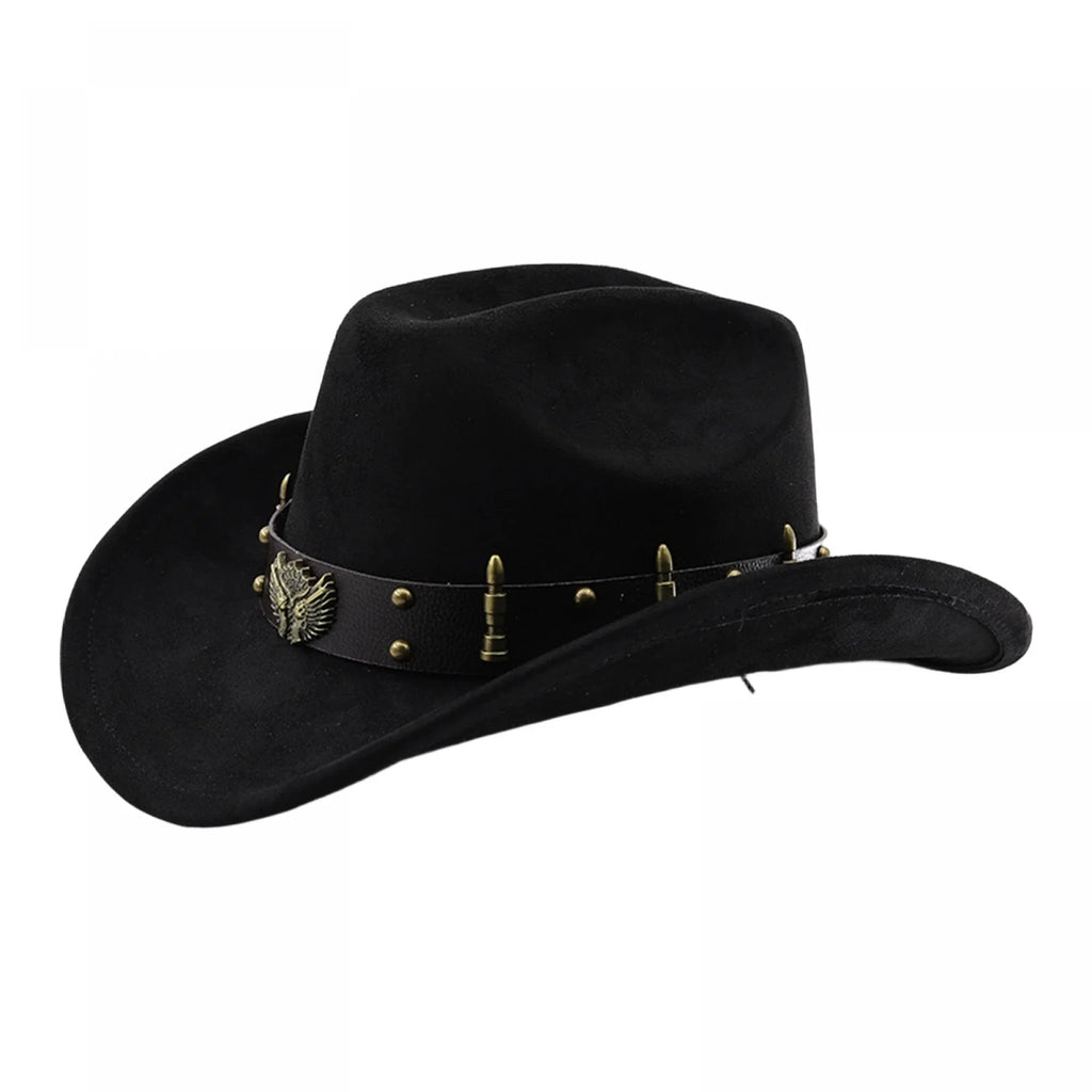 Felt Cowgirl Hat with Belt Stylish Western Hat Casual Jazz Caps for Outdoor Party Club
