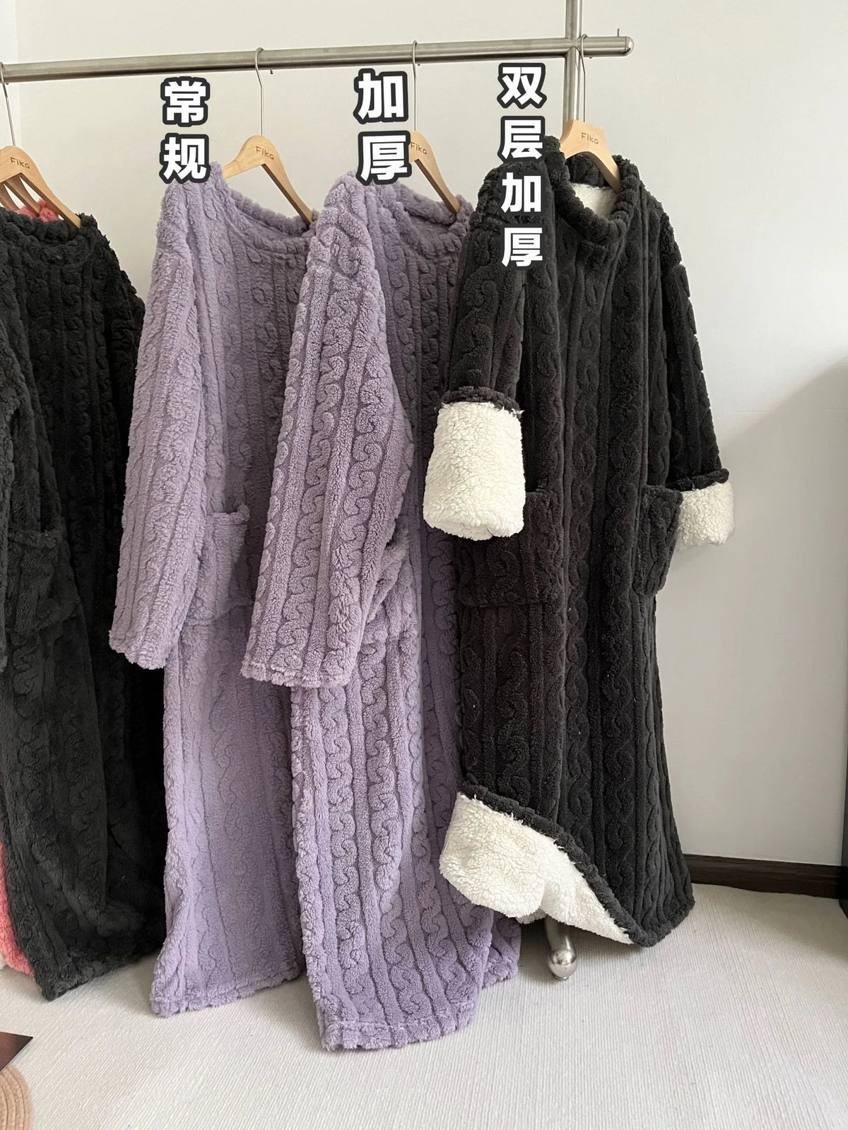 Thickened Warm plus Size Ladies Pyjamas Flannel Winter Striped Coral Velvet Long-Sleeved Nightwear Bathrobe One Piece Pajamas
