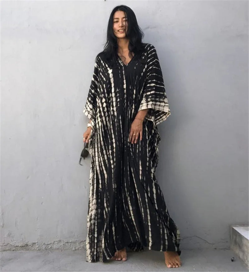 Elevate Your Beach Look with Our Stylish Women's Plus Size Kaftan Dress - Perfect Half Sleeve Cover Up for Summer 2024