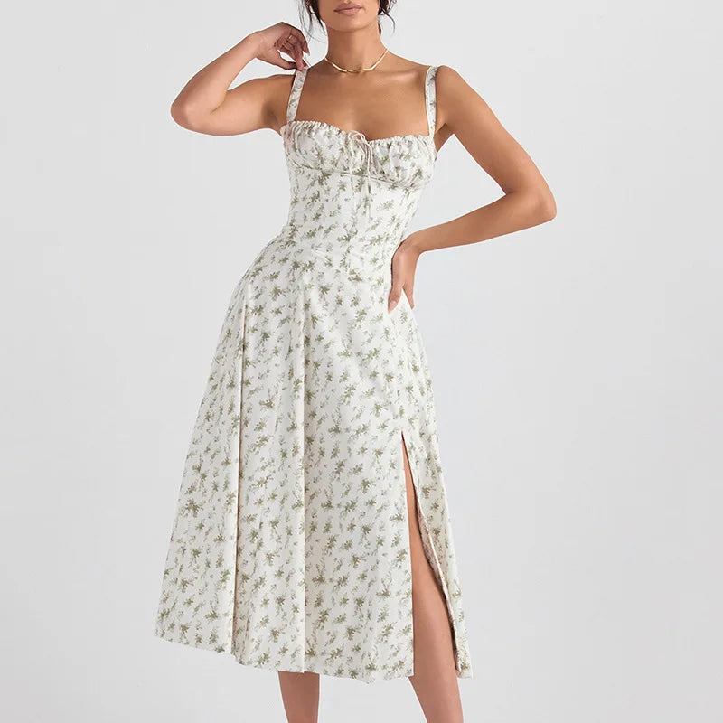 Elevate Your Summer Style with Our Bohemian Spaghetti Strap Midi Dress – Perfect for Beach Days and Vintage Vibes!