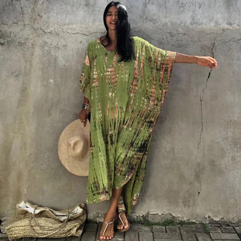 Elevate Your Beach Look with Our Stylish Women's Plus Size Kaftan Dress - Perfect Half Sleeve Cover Up for Summer 2024