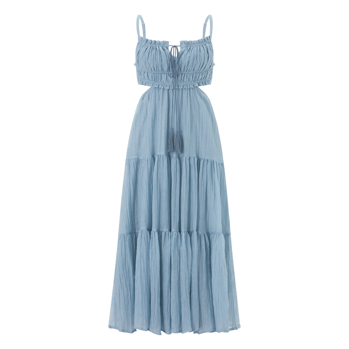 Bohemian Summer Flowy A-Line Dress with Spaghetti Straps & Ruffle Backless Design - Perfect for Parties and Holidays!