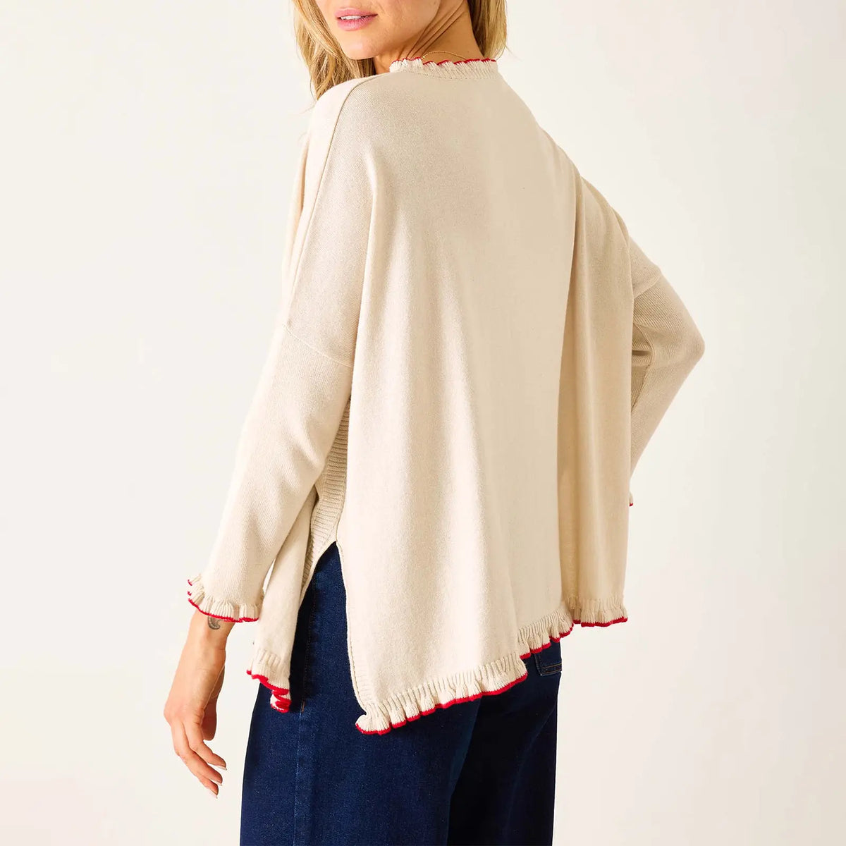 Elevate Your Autumn Wardrobe with the EVALESS Women's Soft Contrast Color Ruffle Hem Knit Top - Cozy and Chic Long Sleeve Pullover Sweater for Back to School