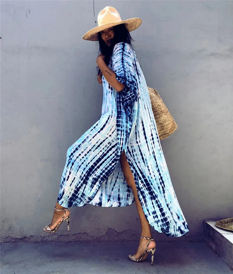 Elevate Your Beach Look with Our Stylish Women's Plus Size Kaftan Dress - Perfect Half Sleeve Cover Up for Summer 2024