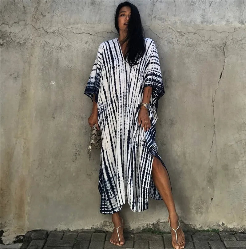 Elevate Your Beach Look with Our Stylish Women's Plus Size Kaftan Dress - Perfect Half Sleeve Cover Up for Summer 2024