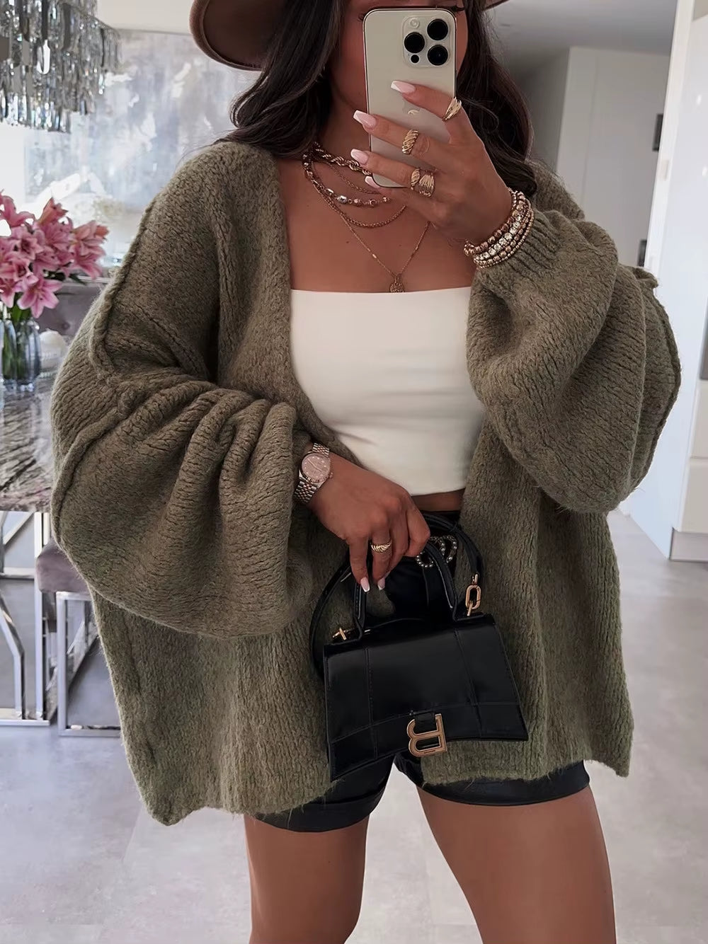 Chic Women's Casual Knitted Cardigan Jacket - Perfect for Autumn/Winter, Long Sleeve, Versatile Solid Design