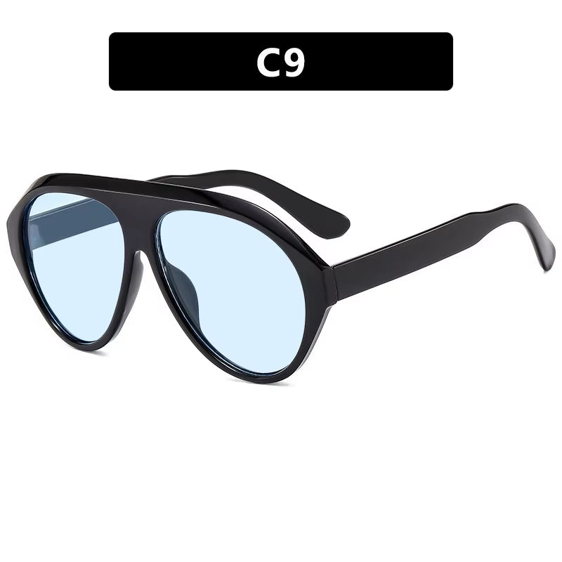2025 New Trendy Goggles Glasses Big Face Women Sunglasses Women'S Sunscreen UV Protective Sunshade Concave Design