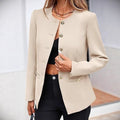 Round Neck Button Cardigan – Long Sleeve Classic Knit Sweater