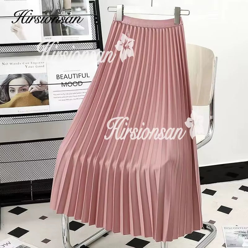 Elevate Your Wardrobe with Our Women's Pleated Midi Skirt - Chic Autumn A-Line Design in Timeless Solid Colors