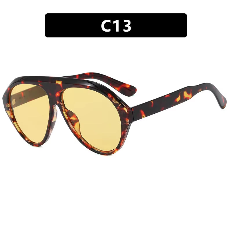 2025 New Trendy Goggles Glasses Big Face Women Sunglasses Women'S Sunscreen UV Protective Sunshade Concave Design