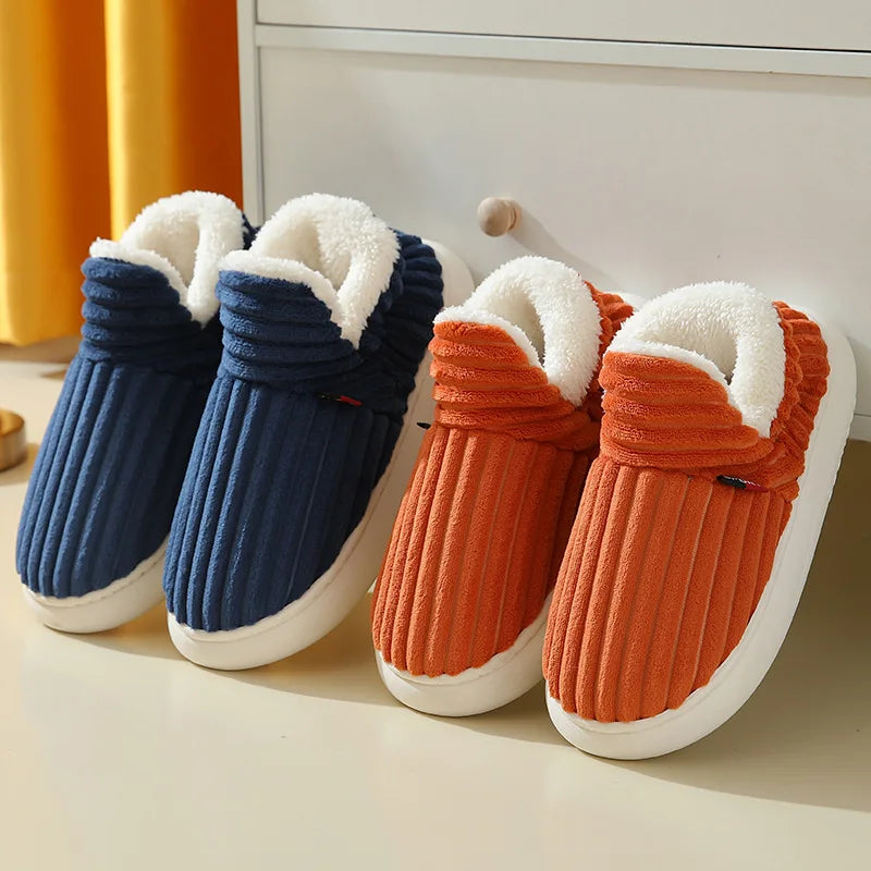 New Fur Slippers for Women Men Winter Furry Fashion Warm Ankles Plush Cozy Slides for Home Indoor Soft Sole Cotton Shoe